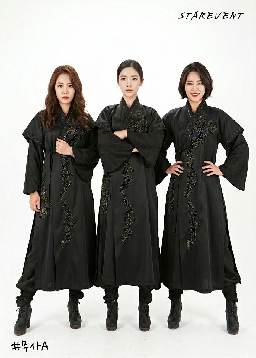 무사A(쾌자,민복바지,허리띠,머리띠) 착용