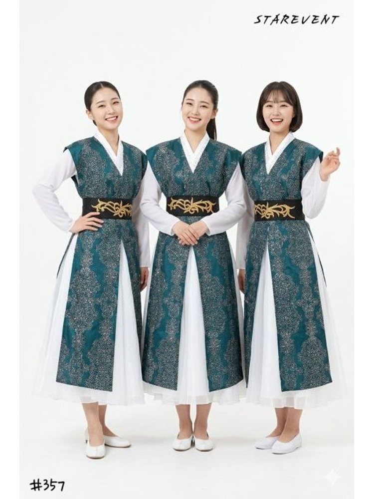 [프리미엄]고급반짝쾌자난타357(그린-쾌자,허리띠만)