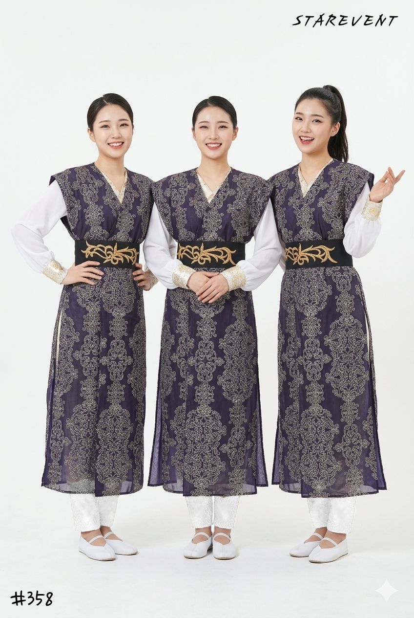 [프리미엄]고급반짝쾌자난타358(퍼플-쾌자,허리띠만) 착용