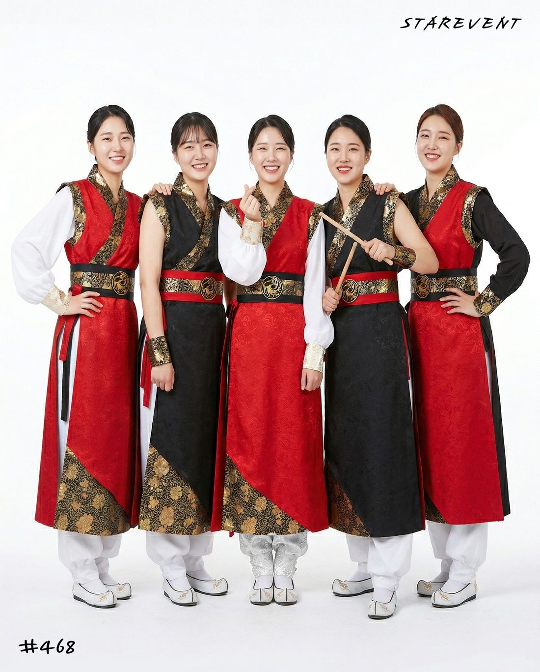 난타468(양면쾌자,허리띠,머리띠) 착용