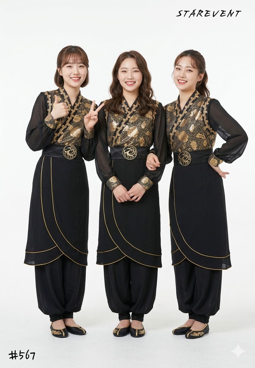 난타567(쾌자,허리띠,바지) 착용